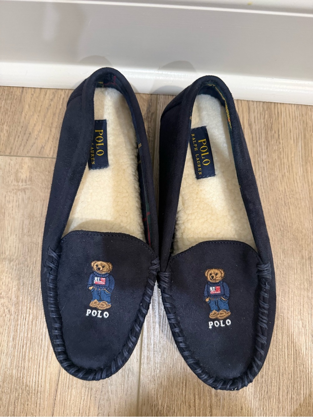 Polo by Ralph Lauren Men’s Navy Dezi V Bear Moccasin Slippers Men’s navy 9 NWOB